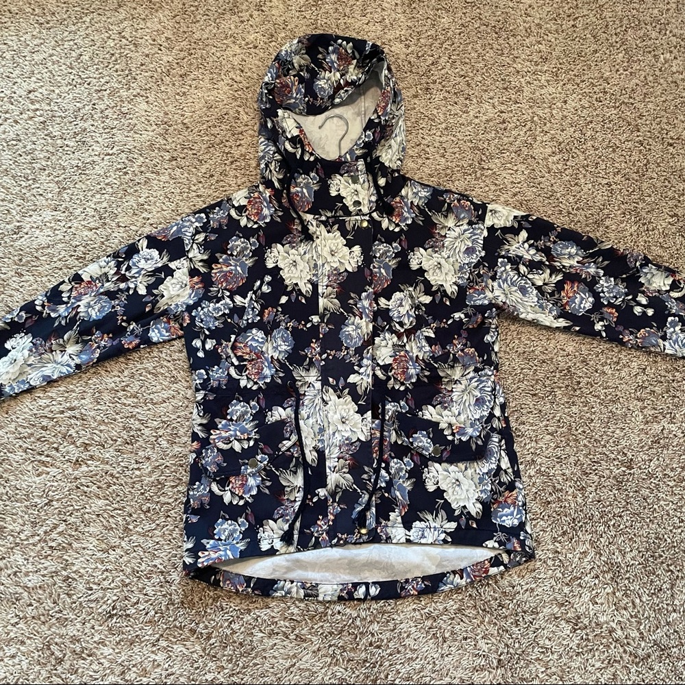Margot Dark Floral Canvas Hooded Jacket XS